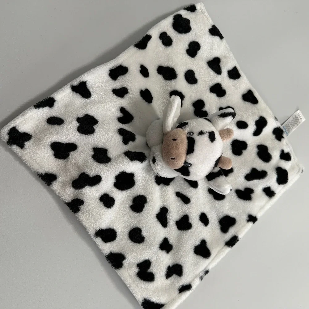 Carter's Cow Lovey Security Blanket Plush Baby Blanket Black White Soft 2024 EUC